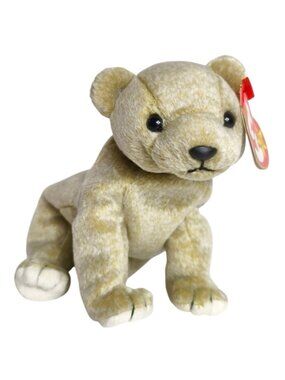 Ty Beanie Babies Almond Bear Plush 1999 MWMT Beige Collectible Retired 4-14 DOB